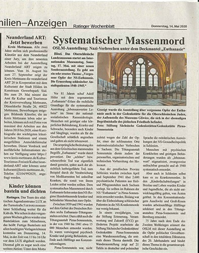 Euthanasie Ratinger Wochenblatt 14mai20