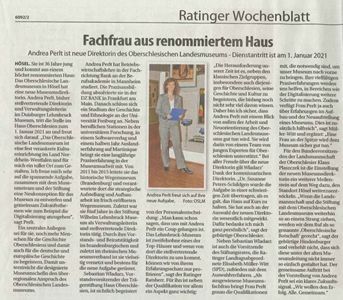 Museum Perlt Ratinger Wochenblatt 19nov20